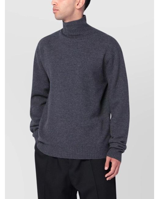 Jil Sander Blue Turtleneck Wool Sweater Long Sleeves for men