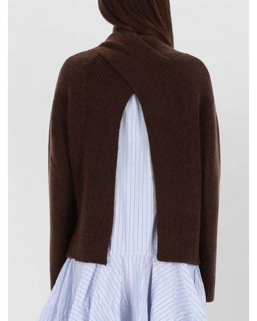 Ganni Black Wool Blend Sweater High Neck Ribbed