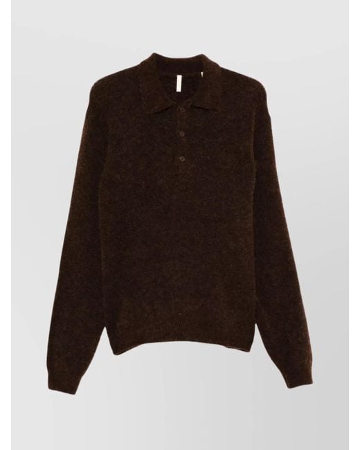 sunflower Brown Mohair Knit Polo Sweater for men