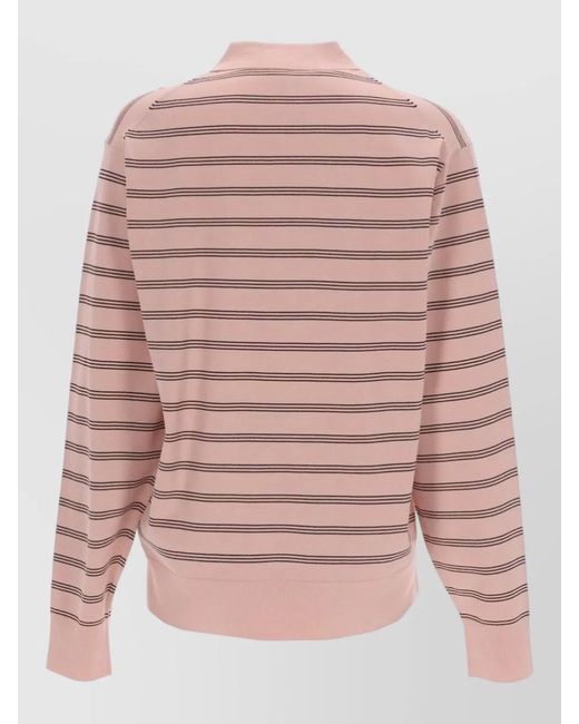 THE GARMENT Pink Madison Knit Polo Shirt Collared Striped