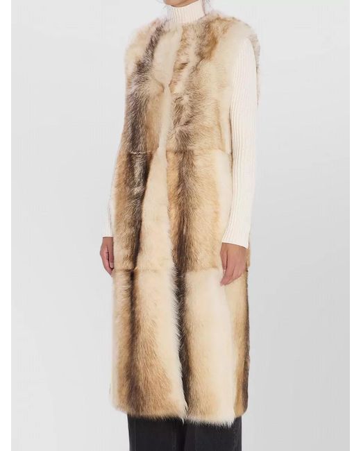 Yves Salomon Natural Lamb Fur Long Vest