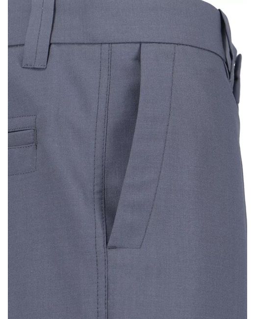 Lemaire Blue Tailored Trousers Belt Loops Side Pockets