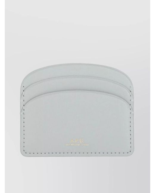 A.P.C. Gray Compact Leather Card Holder With Stitched Detailing