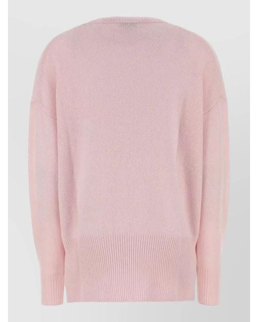 Jil Sander Pink Sweater Dropped Shoulders Ribbed Cuffs Hem