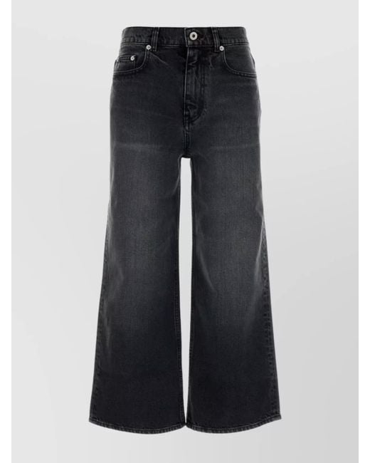 KENZO Black Stretch Denim Wide-Leg Trousers
