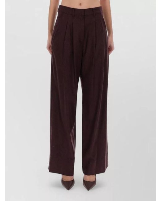 PT Torino Red Cashmere Wide-Leg Trousers