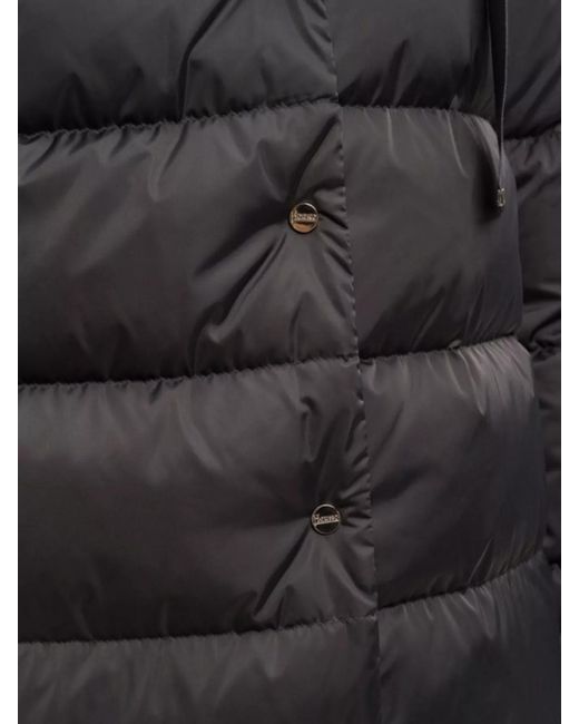 Herno Black Luxe Satin Padded Jacket With High Collar