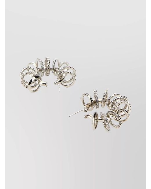 AMINA MUADDI Metallic Crystal Embellished Hoop Earrings
