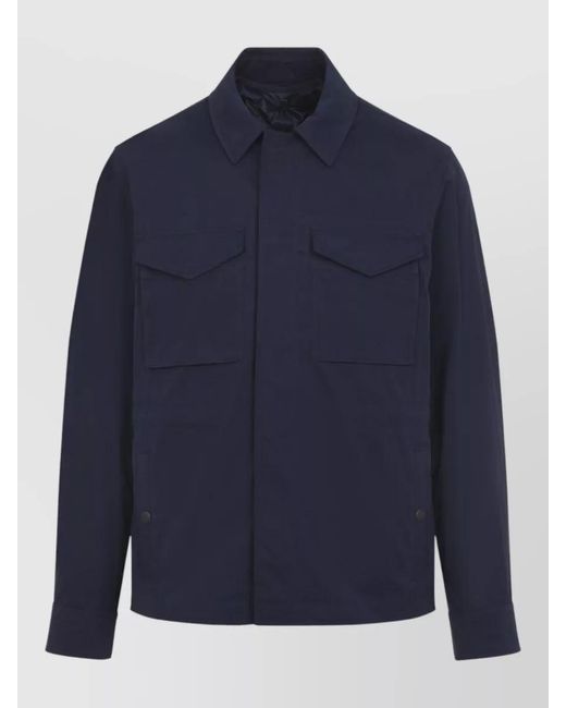 Moncler Blue Roquille Shirt Jacket Adjustable Waistband for men