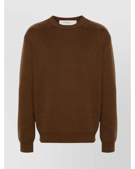 Golden Goose Deluxe Brand Brown Ribbed Knit Crewneck Sweater for men