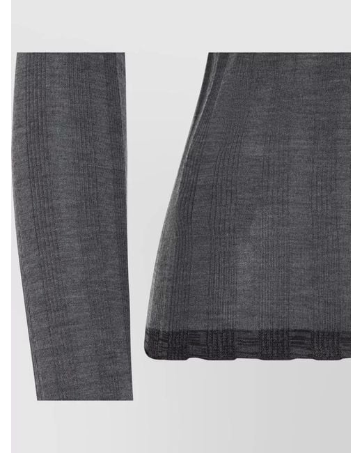 Prada Gray Fine-Knit Wool Polo Shirt