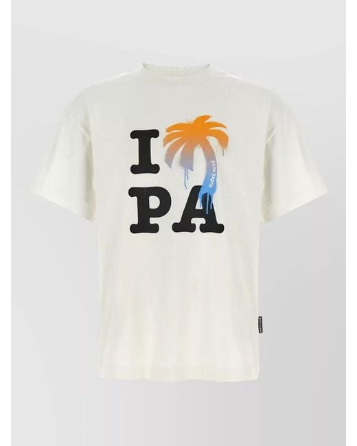 Palm Angels White Love Pa Graphic Crew Neck T Shirt for men