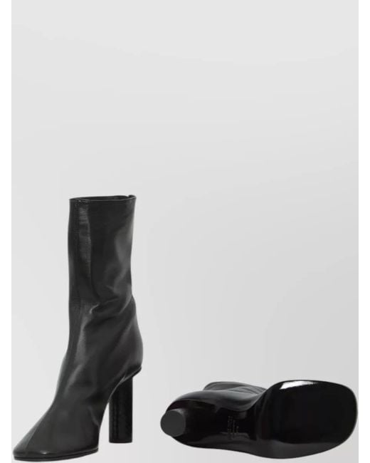 Paris Texas Black Alice Heeled Calf Boots Python Detail
