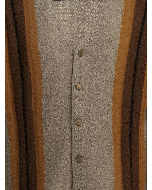 Needles Brown Cardigan Stripe Design Ribbed Cuffs Neckline for men
