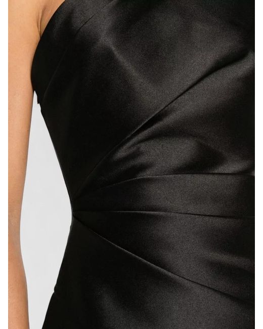 Solace London Black Kira One Shoulder Satin Maxi Dress