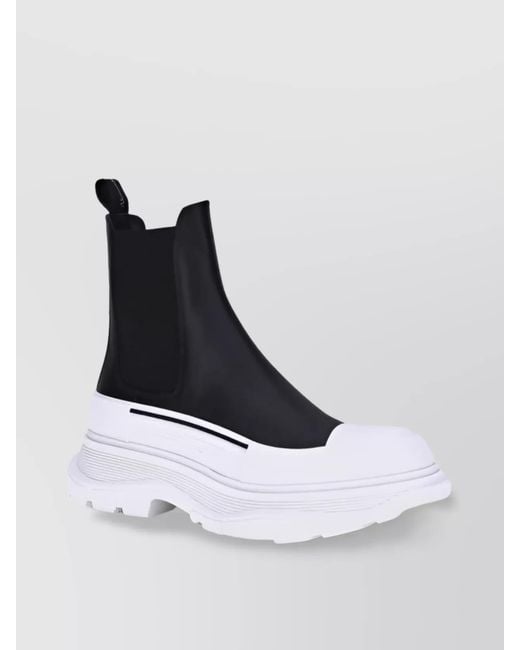 McQueen White Leather Ankle Boots