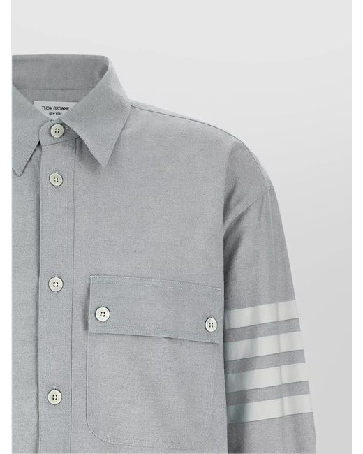 Thom Browne Gray Cotton Flannel Shirt for men