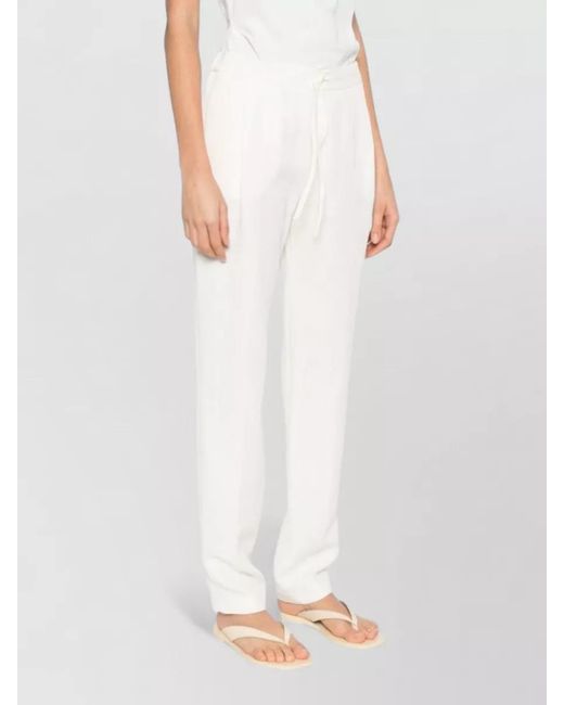 Fabiana Filippi White Relaxed Straight Leg Trousers Elasticated Waistband