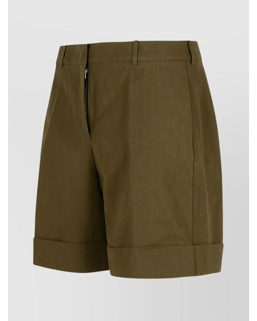 Jil Sander Green Linen Tailored Bermuda Shorts