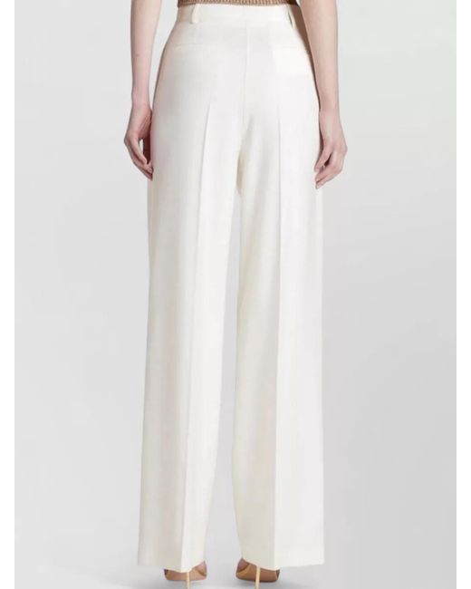 SIMONA CORSELLINI White High Waist Pleated Wide Leg Trousers
