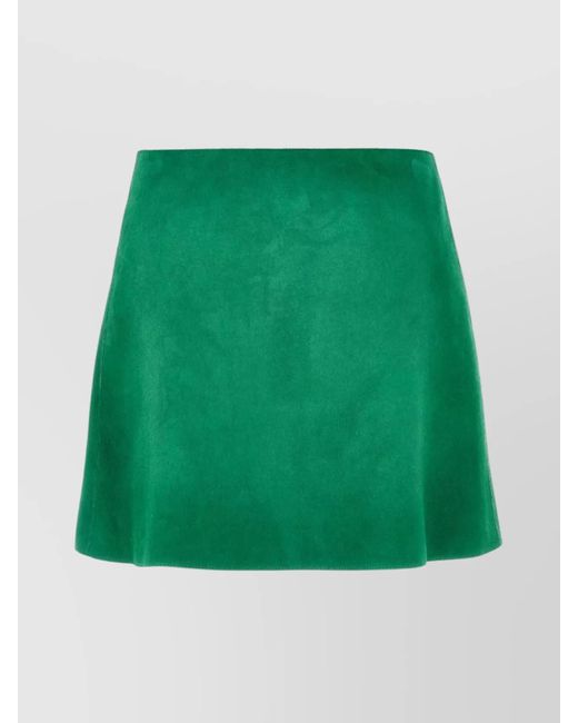 Prada Green Suede Mini A-Line Skirt