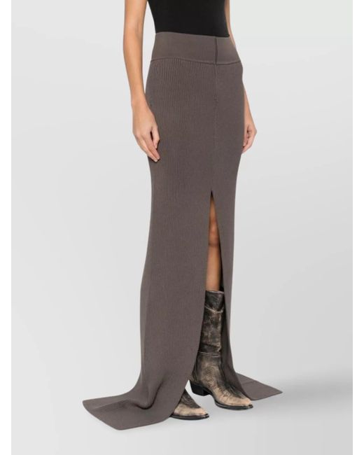 Rick Owens Brown Wool Long Skirt