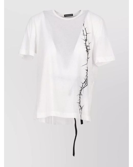 Ann Demeulemeester White Cotton Printed T-Shirt