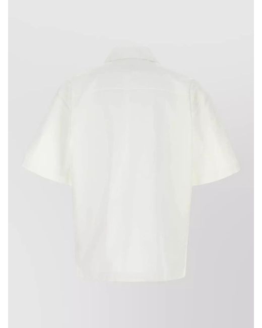 Bottega Veneta White Cotton Shirt Short Sleeves Chest Pocket for men