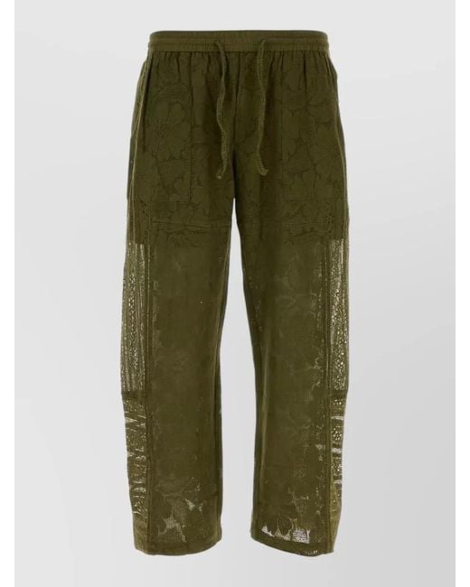 BAZISZT Green Cotton Straight-Leg Trousers for men