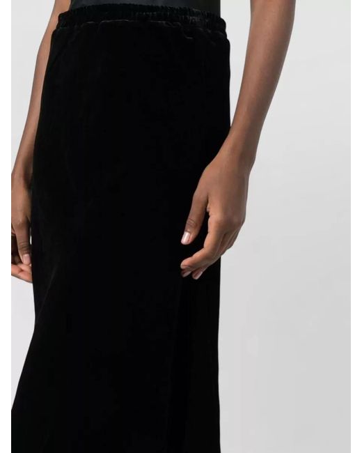 Gold Hawk Black Maxi Velvet Skirt Flared Hem Pencil