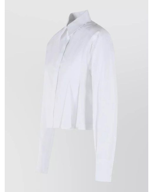 Sportmax White Cotton Cropped Asymmetric Shirt