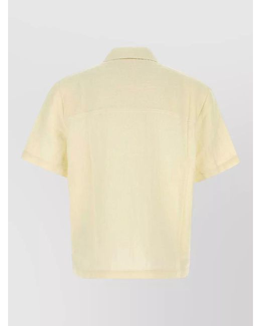 Séfr Yellow Linen Cotton Short Sleeve Dayot Shirt for men