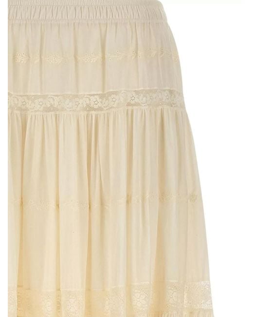 Ermanno Scervino Natural Cotton Lace Insert Full Skirt
