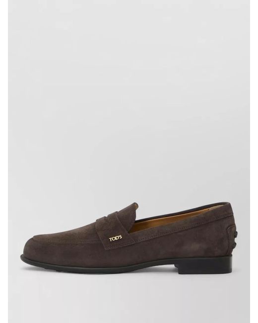 Tod's Brown Suede Loafers Casual Style Rubber Sole