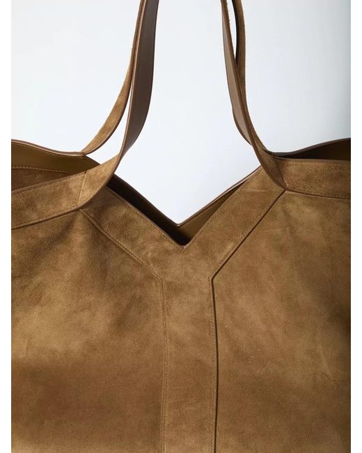 Saint Laurent Natural Small Suede Calfskin Tote Bag