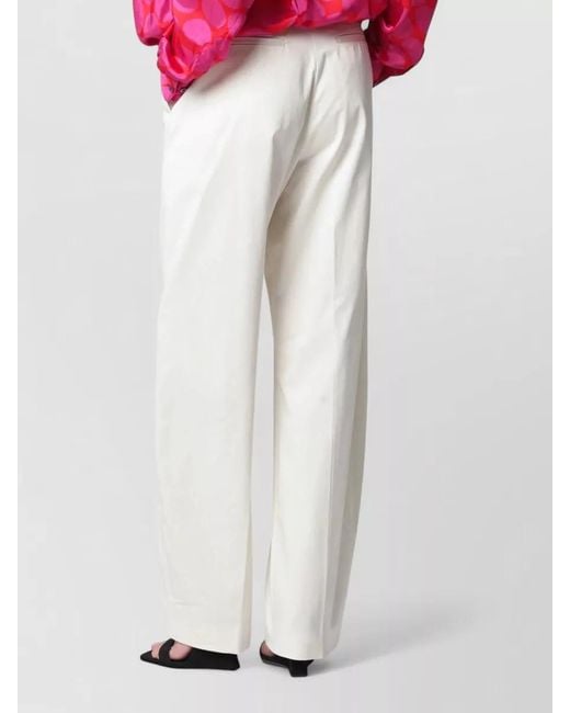 Thelatest White Pleated Front Wide Leg Pants Side Pockets