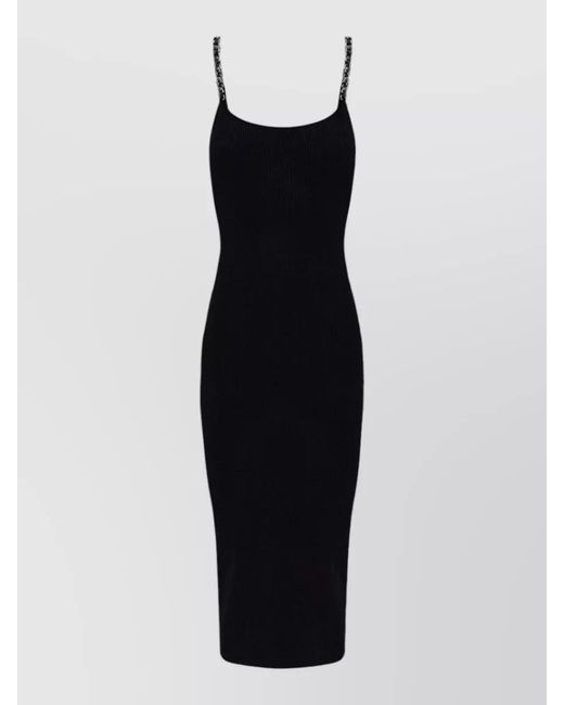 Michael Kors White Stretch Knit Slim-Fit Midi Dress