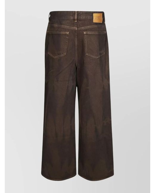 Ganni Brown Denim Tie-Dye Wide-Leg Jeans