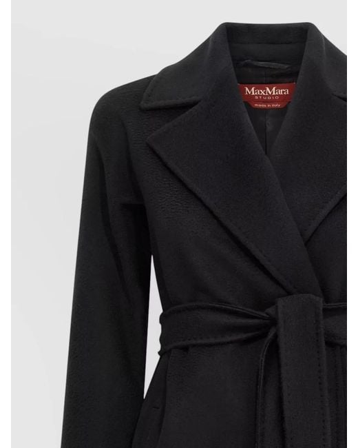Max Mara Black Virgin Wool Single Breasted Coat