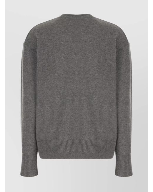 Stella McCartney Gray Virgin Wool Ribbed Crew-Neck Loose-Fit Jumper