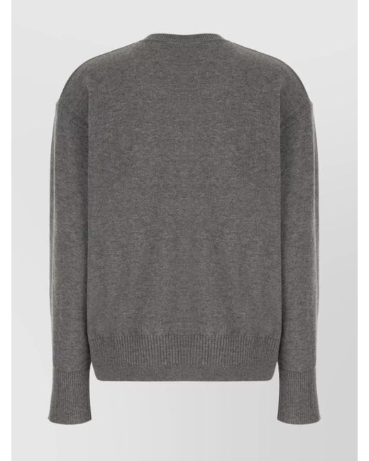 Stella McCartney Gray Virgin Wool Ribbed Crew-Neck Loose-Fit Jumper