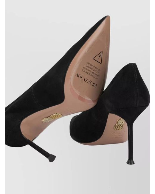 Aquazzura Black Suede Pointed Toe Stiletto Heel Pumps