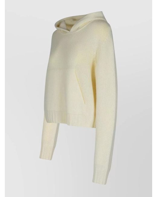 Palm Angels Natural Cashmere-Blend Knitted Hooded Jumper