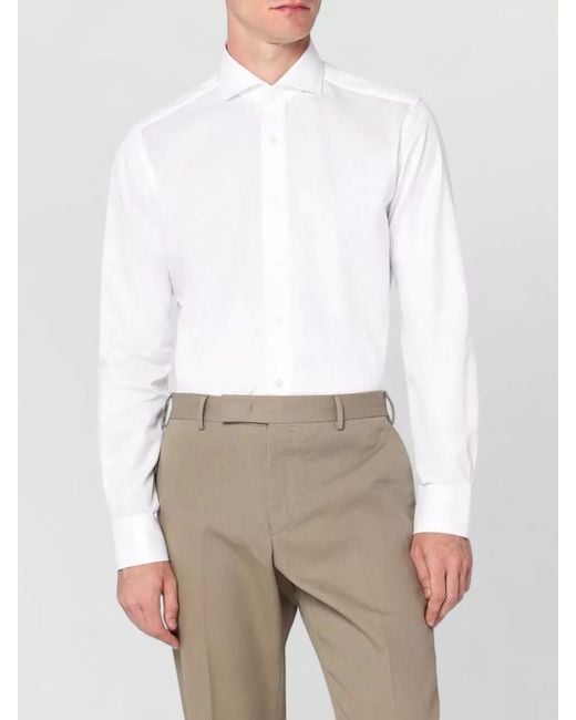 Xacus White Shirt Straight Collar Long Sleeves for men