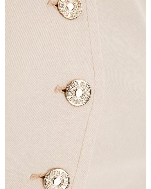 7 For All Mankind Natural Tailored Sleeveless Top Button Detail V Neckline