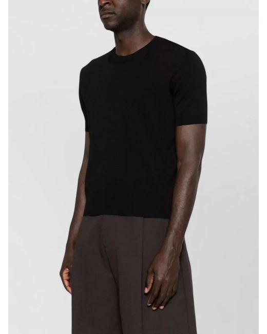 AMI Black Short-Sleeve Crew-Neck Jumper for men