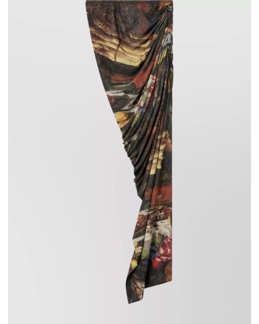 AZ FACTORY Black Printed High-Rise Side-Slit Midi Skirt