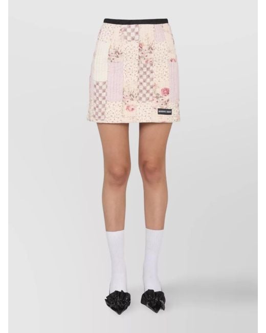 MARINE SERRE White Cotton Mini Fitted Skirt
