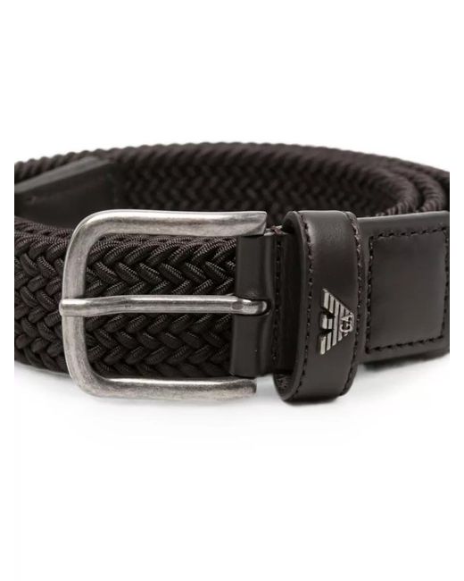 Emporio Armani Black Woven Leather Belt for men
