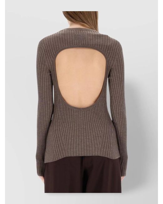 Helmut Lang Multicolor Ribbed Wool Open Back Top